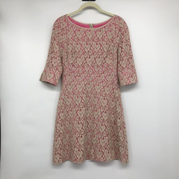 Guess By Marciano Pink Floral Lace Overlay Fit & Flare Date Night Dress 6 - Picture 16 of 16